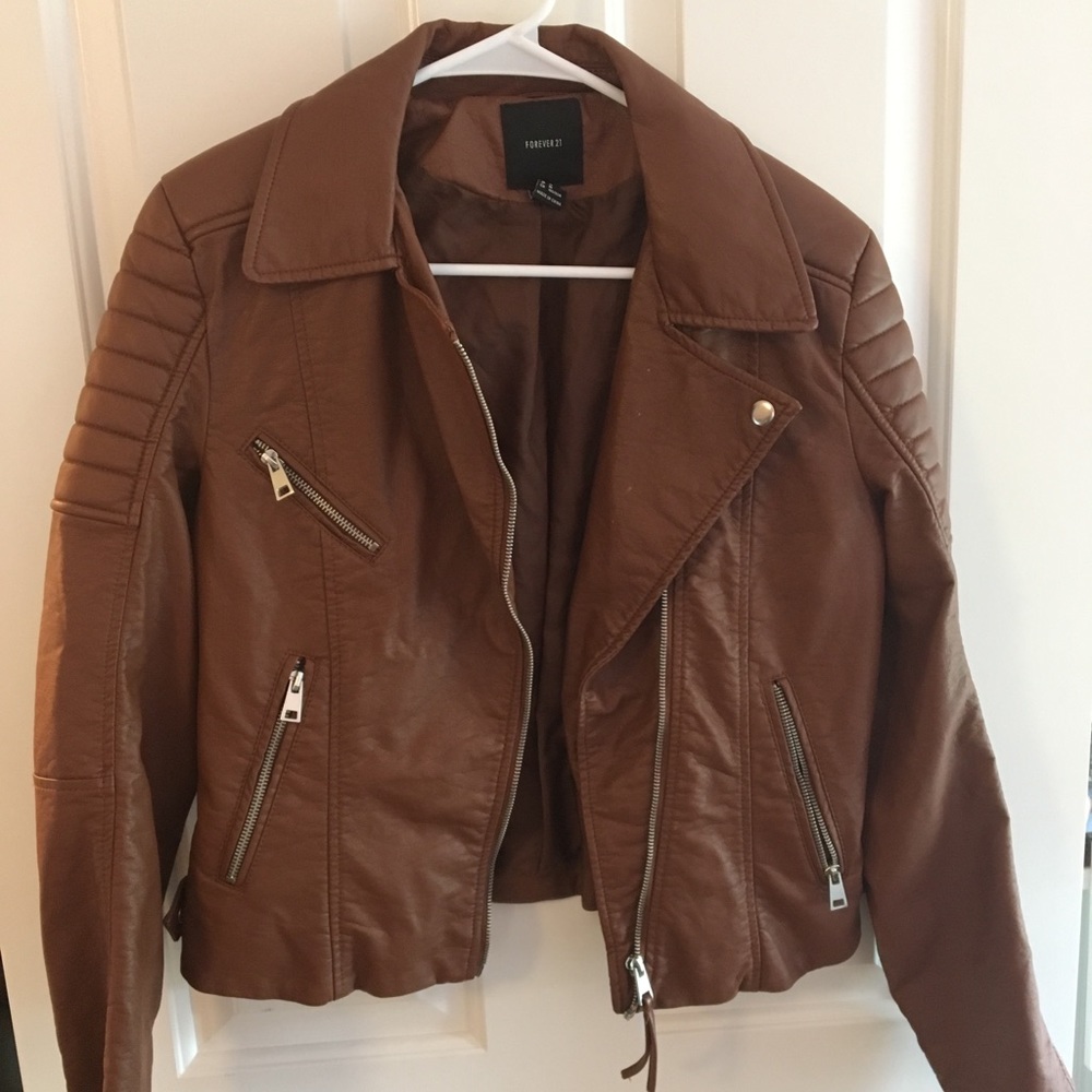 Brown faux leather jacket